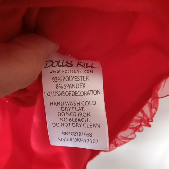 Dolls Kill Red Velvet Jeweled Mini Dress - Picture 5 of 6
